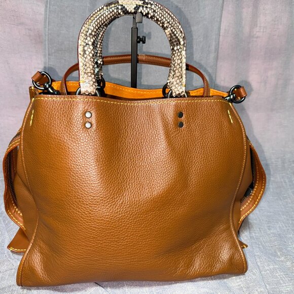 Coach Rogue Bag 36 With Colorblock Snake C4557 Python Black Copper 1941 Saddle - Picture 3 of 5